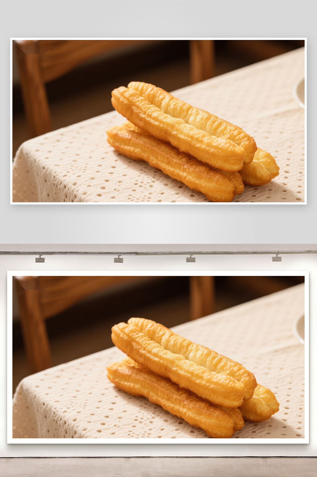金黄油条静置餐桌素材