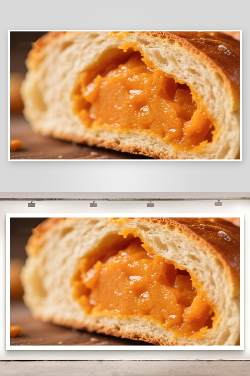 金黄馅料的面包特写素材