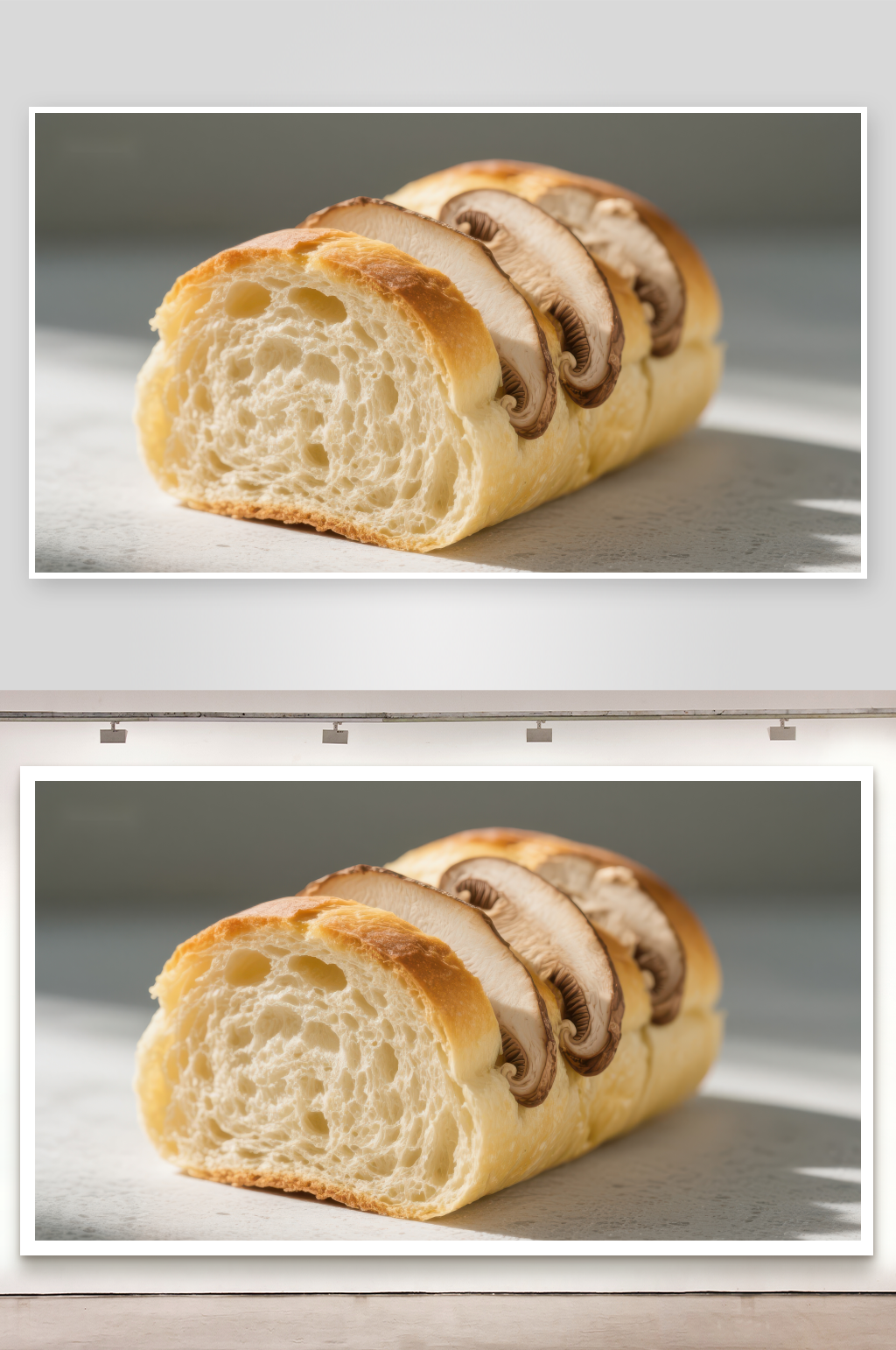 蘑菇夹心面包切片展示素材