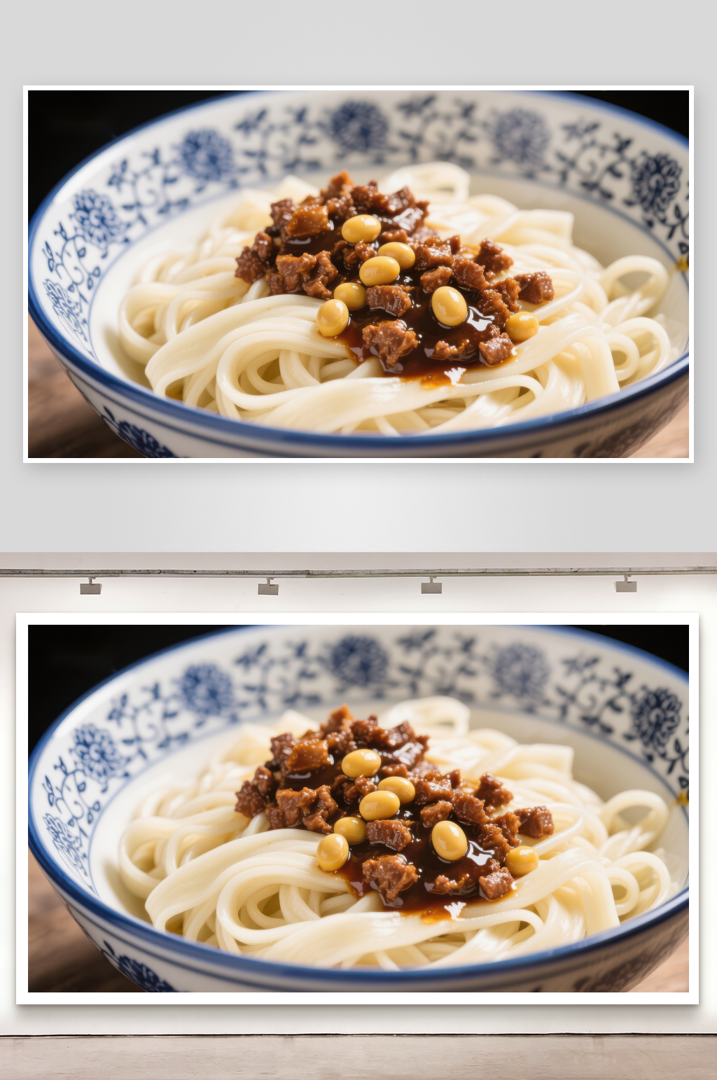 碗中热腾腾的豆酱拌面素材