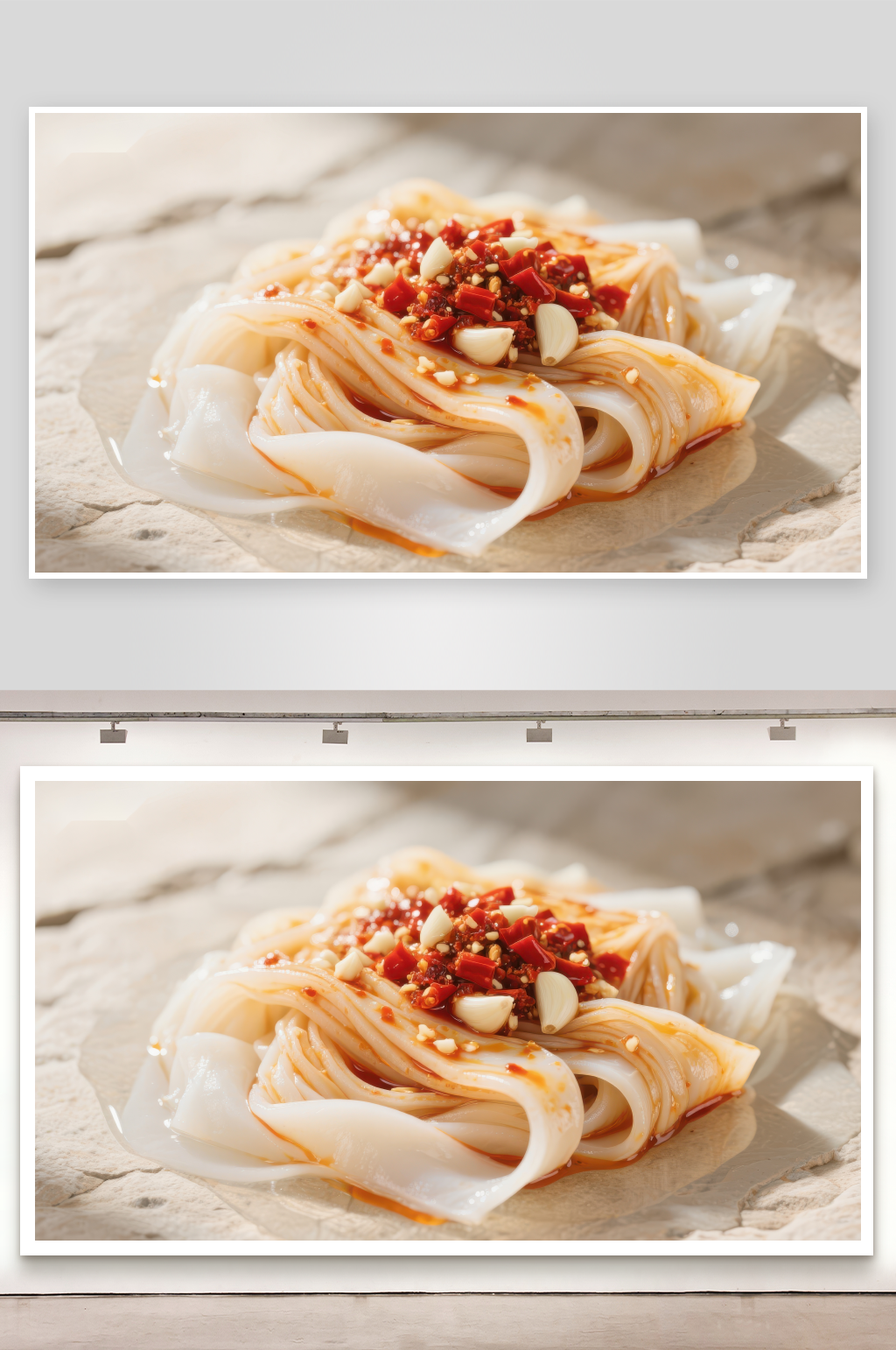 凉皮配红油辣椒美味小吃素材