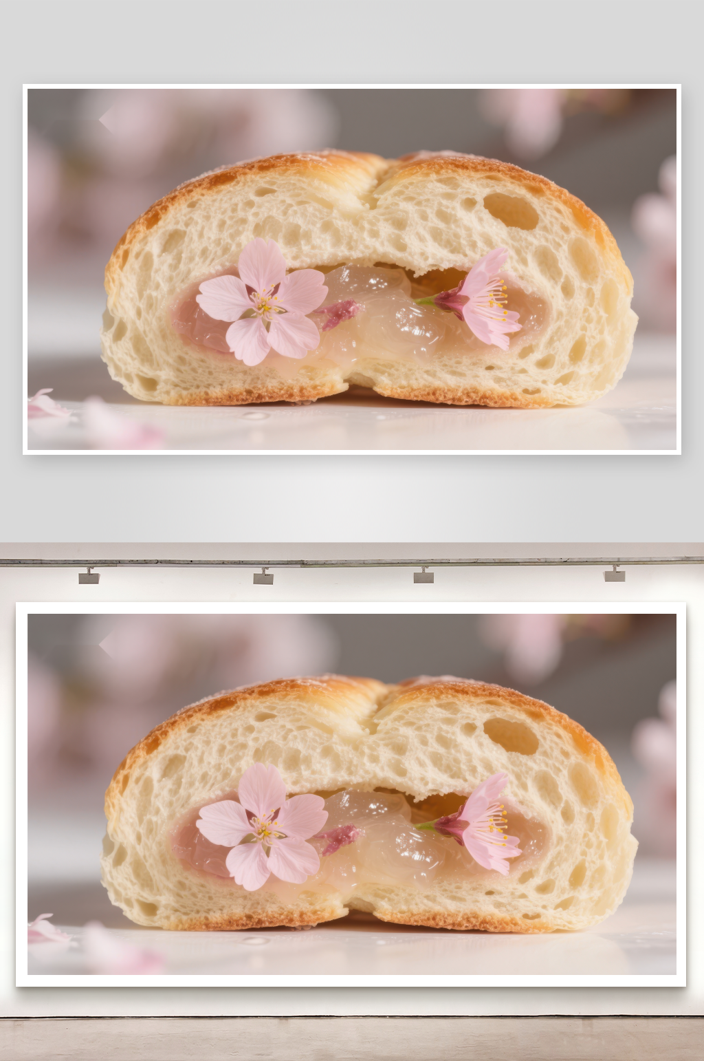 樱花面包内馅点缀花瓣素材