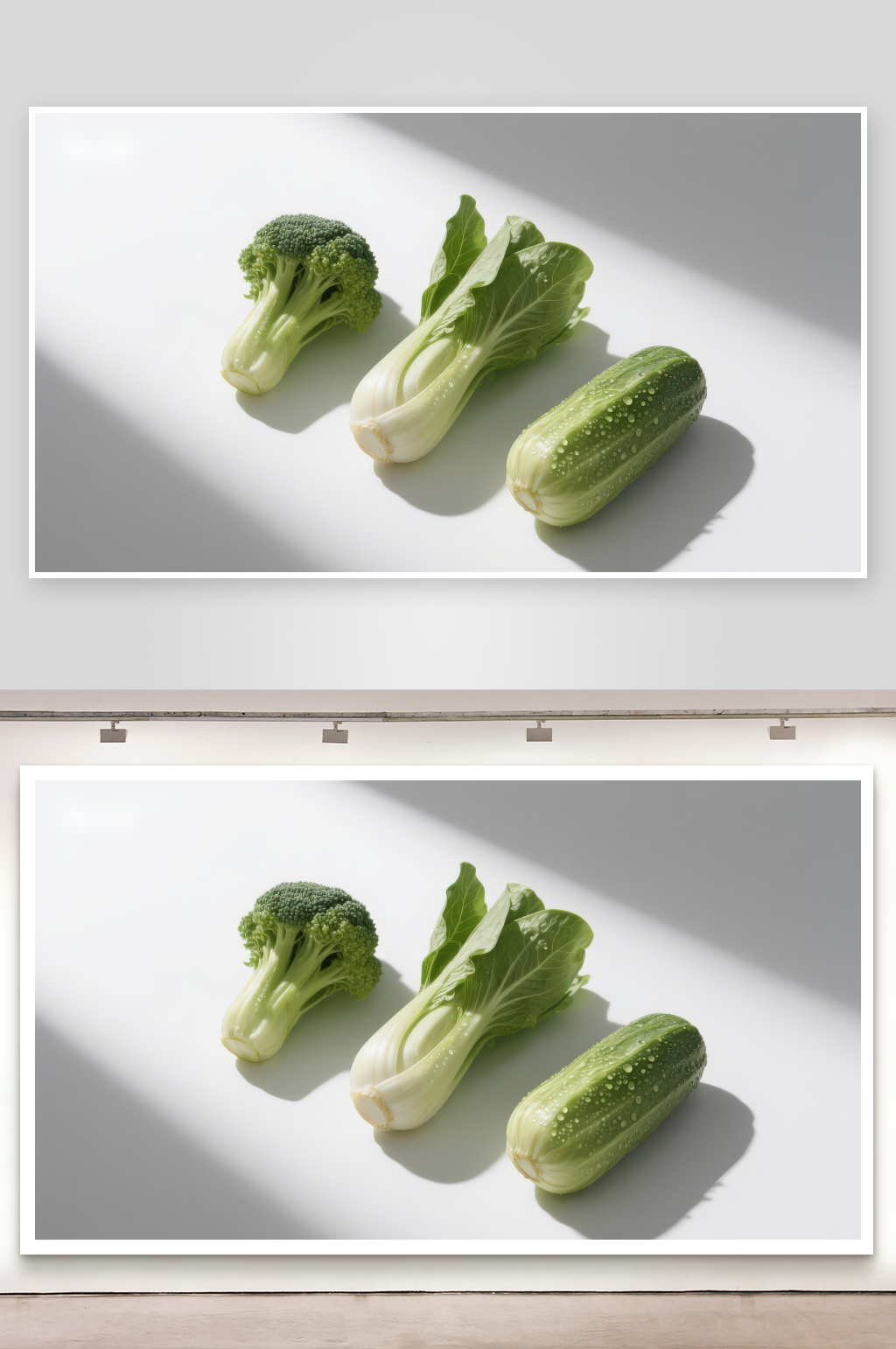 三种绿色蔬菜静物展示素材