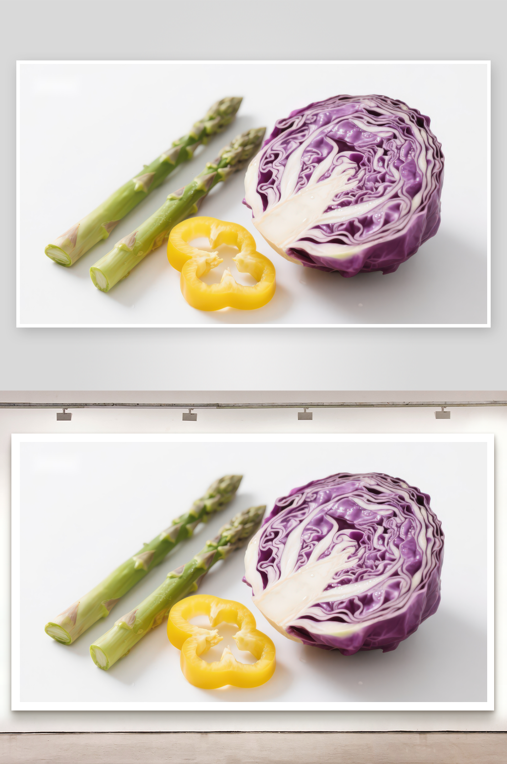 紫甘蓝芦笋黄椒静物素材
