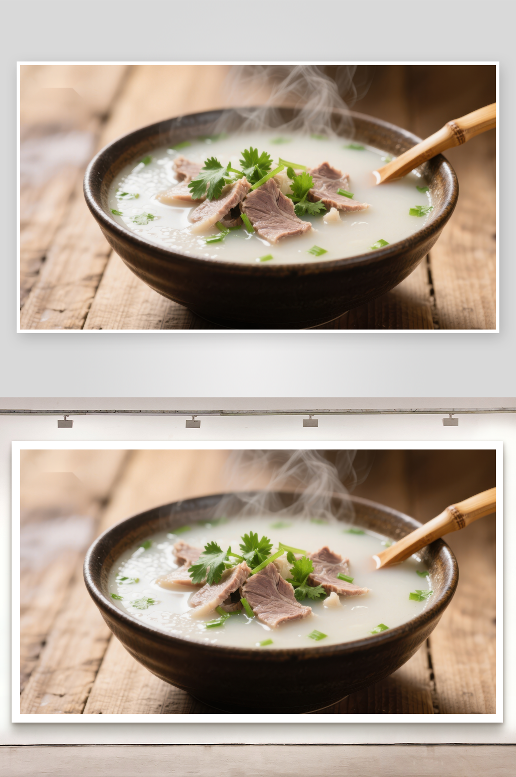 热气腾腾的羊肉粥素材