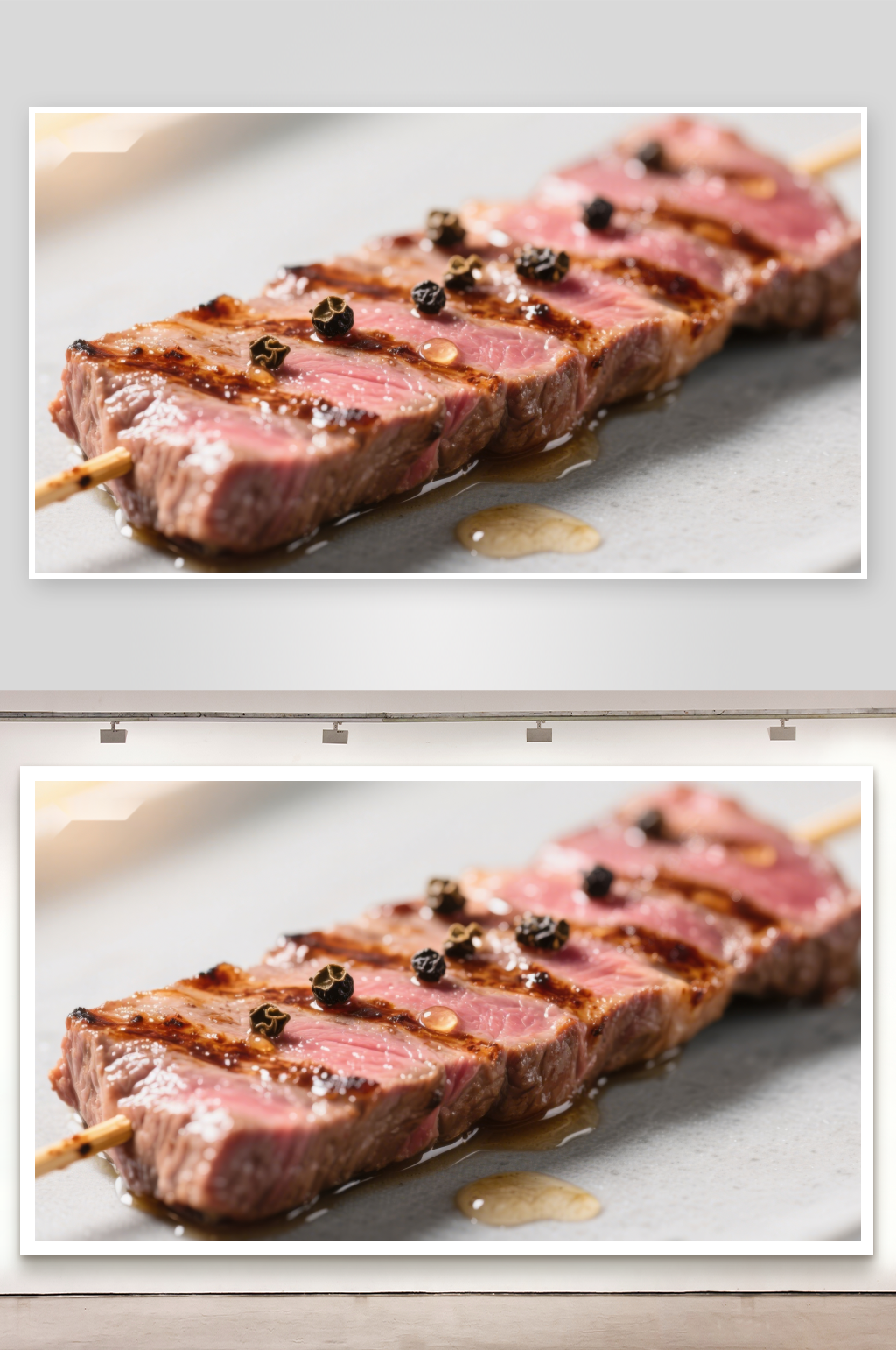 烤制牛肉串搭配香料素材