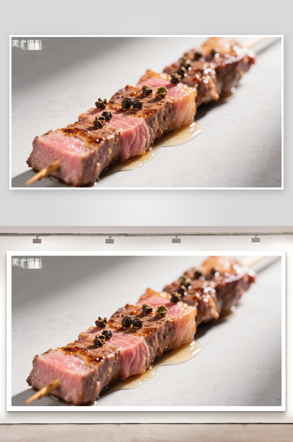 烤牛肉串配黑胡椒特写素材