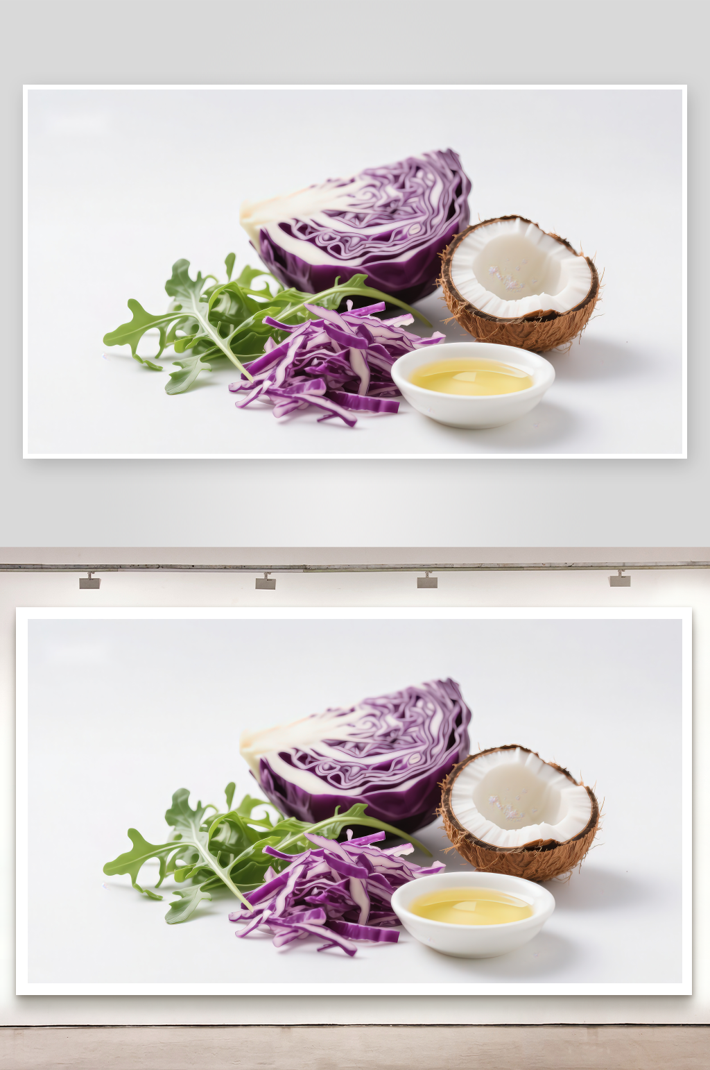 紫甘蓝椰子油与蔬菜食材素材