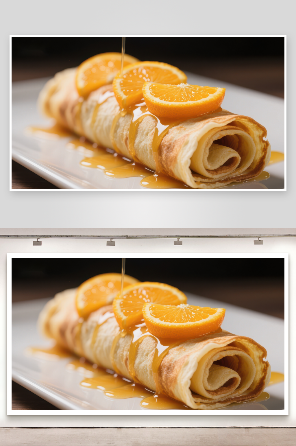 橙片点缀的蜂蜜煎饼素材
