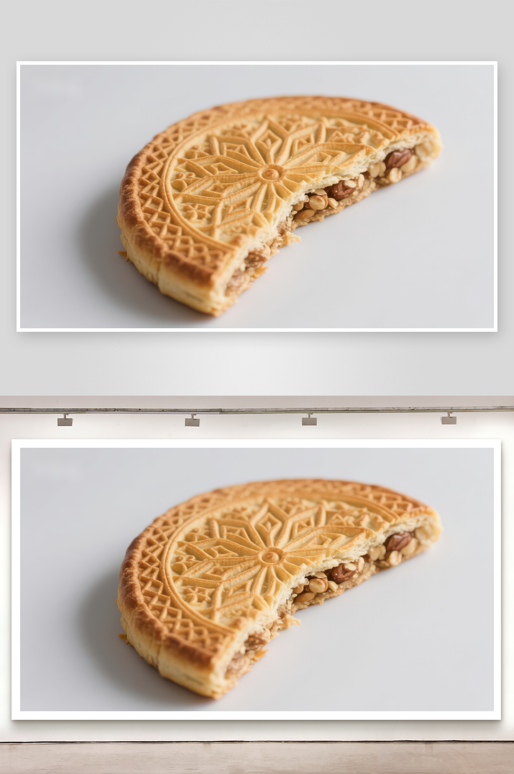 半圆形糕点内含坚果馅料素材