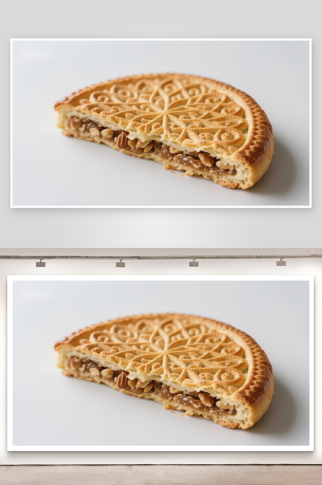 精致半圆糕点内含坚果馅料素材