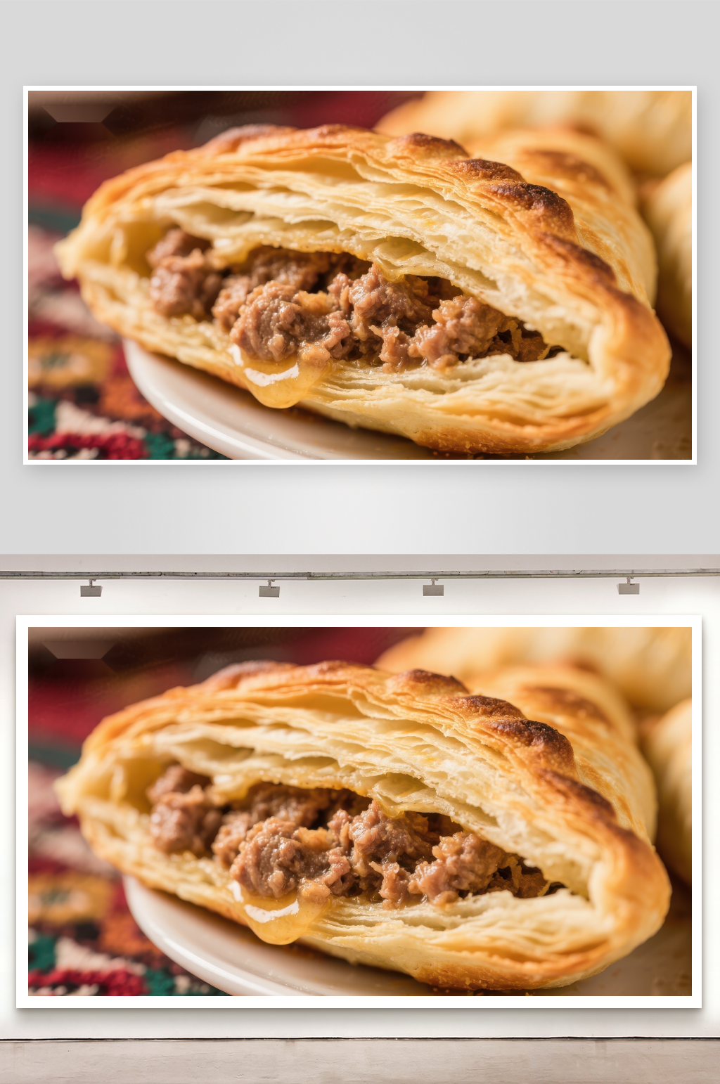 酥皮肉馅饼金黄诱人素材