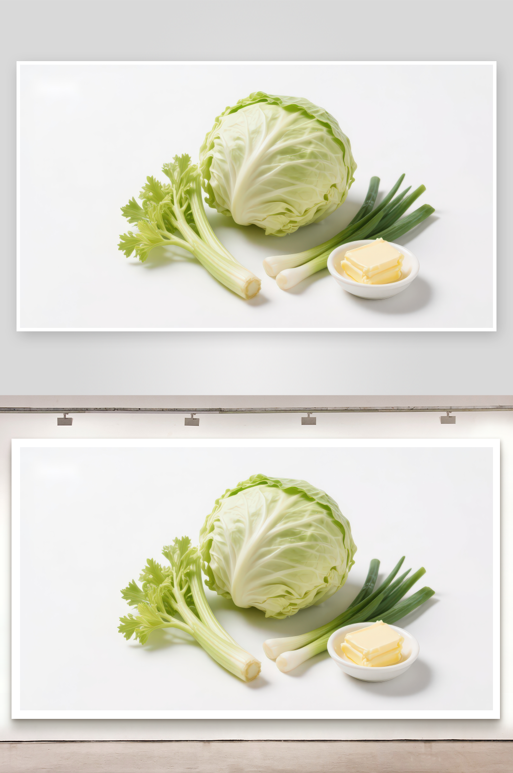 新鲜蔬菜与黄油食材组合素材