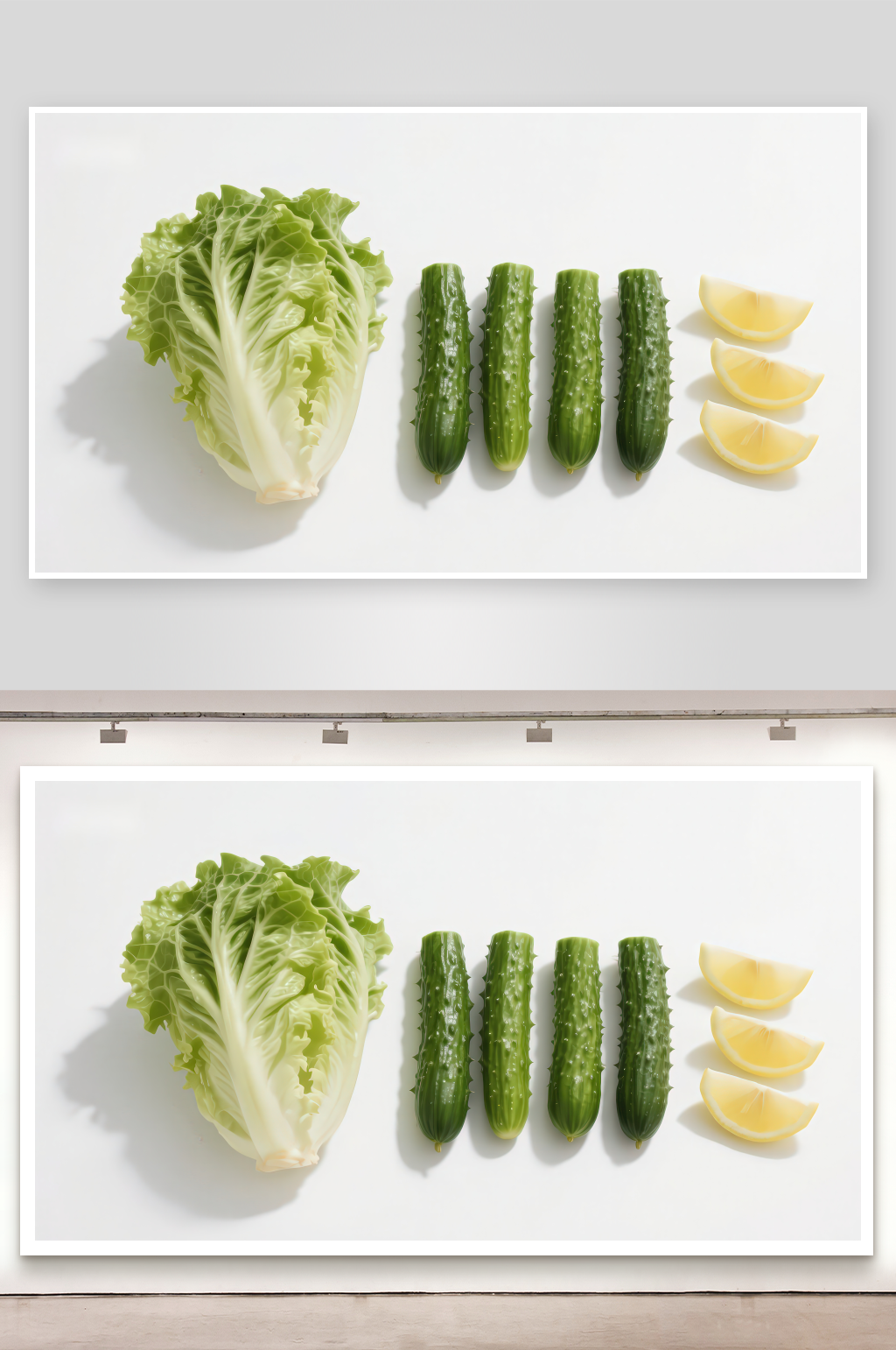 生菜黄瓜柠檬静物摆放素材