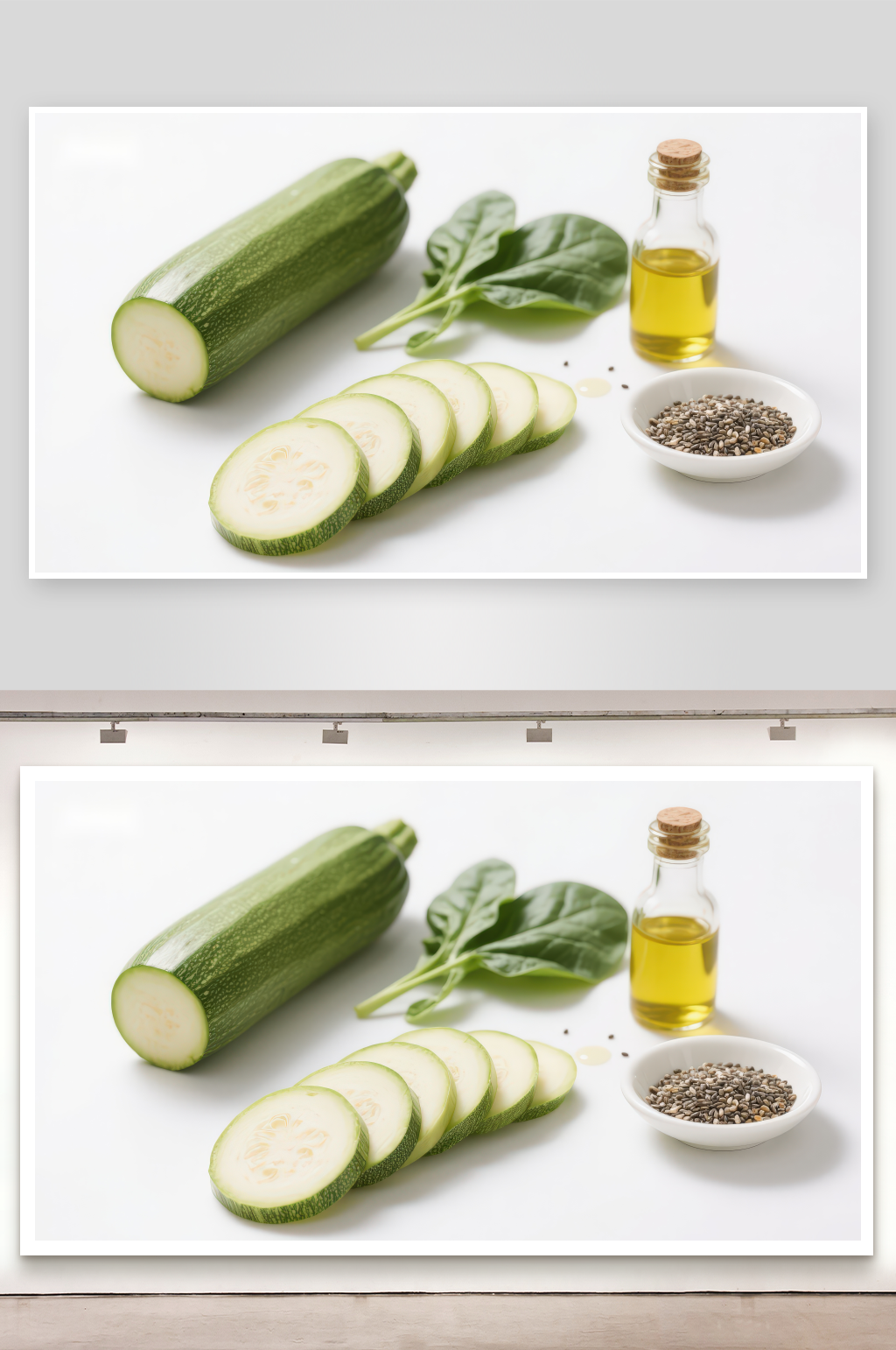 西葫芦切片与香料食材素材