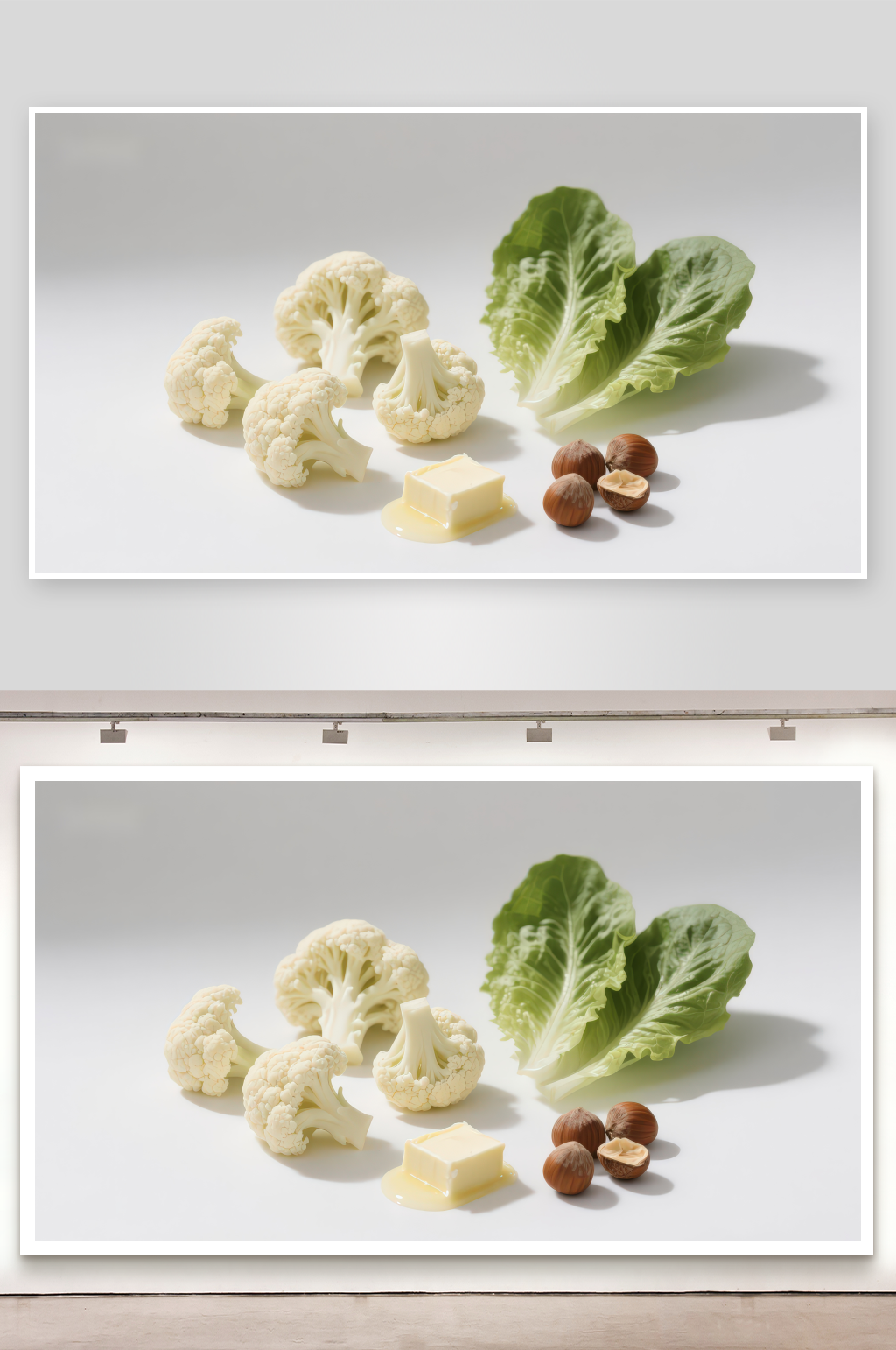 花椰菜生菜坚果黄油静物素材