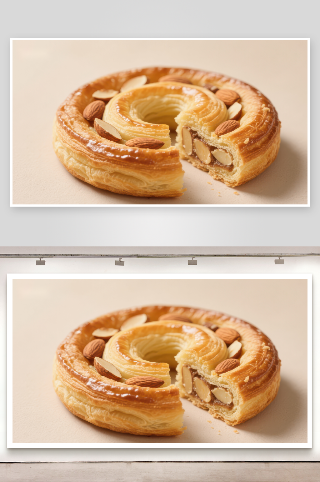 杏仁酥皮糕点金黄诱人素材