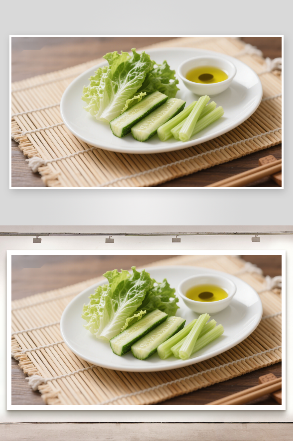 新鲜蔬菜拼盘配橄榄油素材