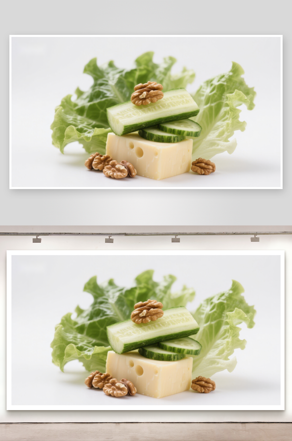 奶酪黄瓜核桃生菜组合素材
