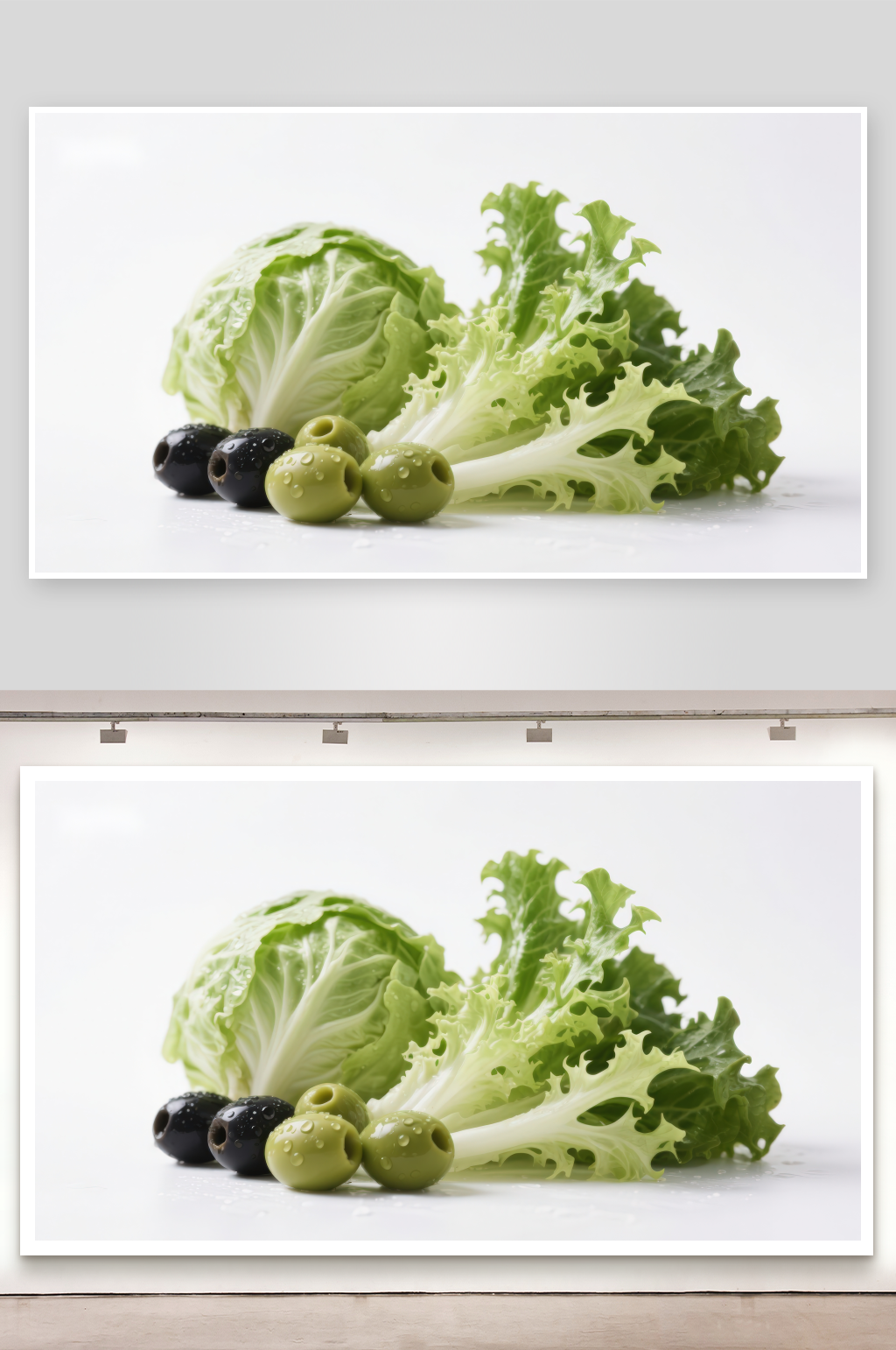 新鲜生菜与橄榄特写素材