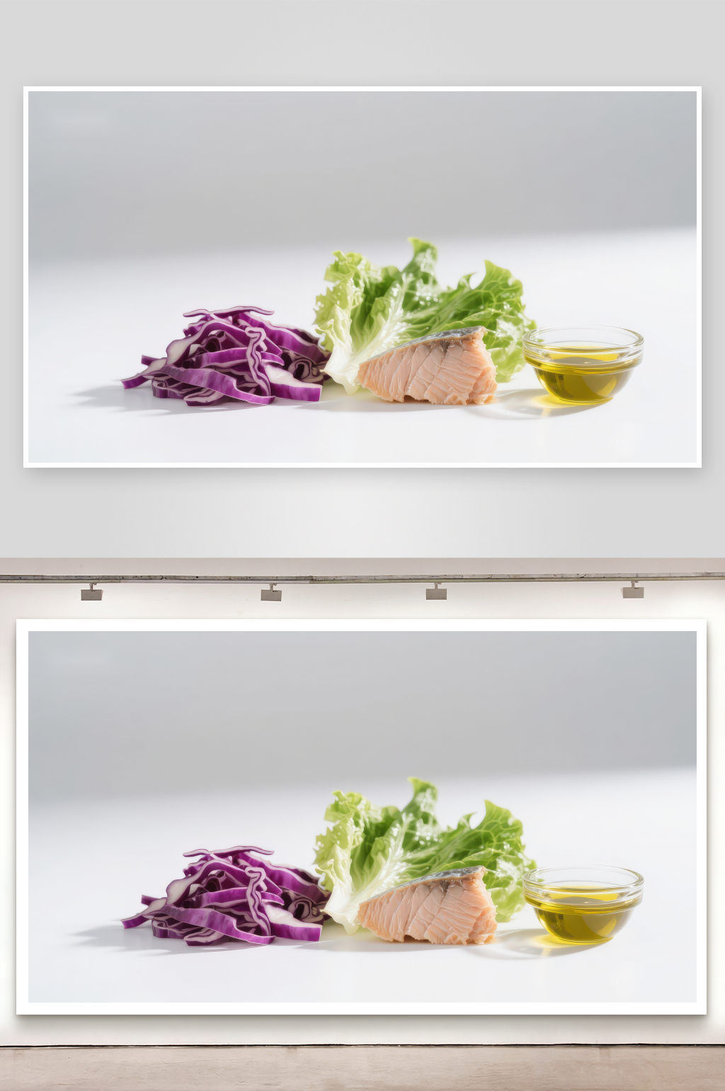 三文鱼与蔬菜食材组合素材