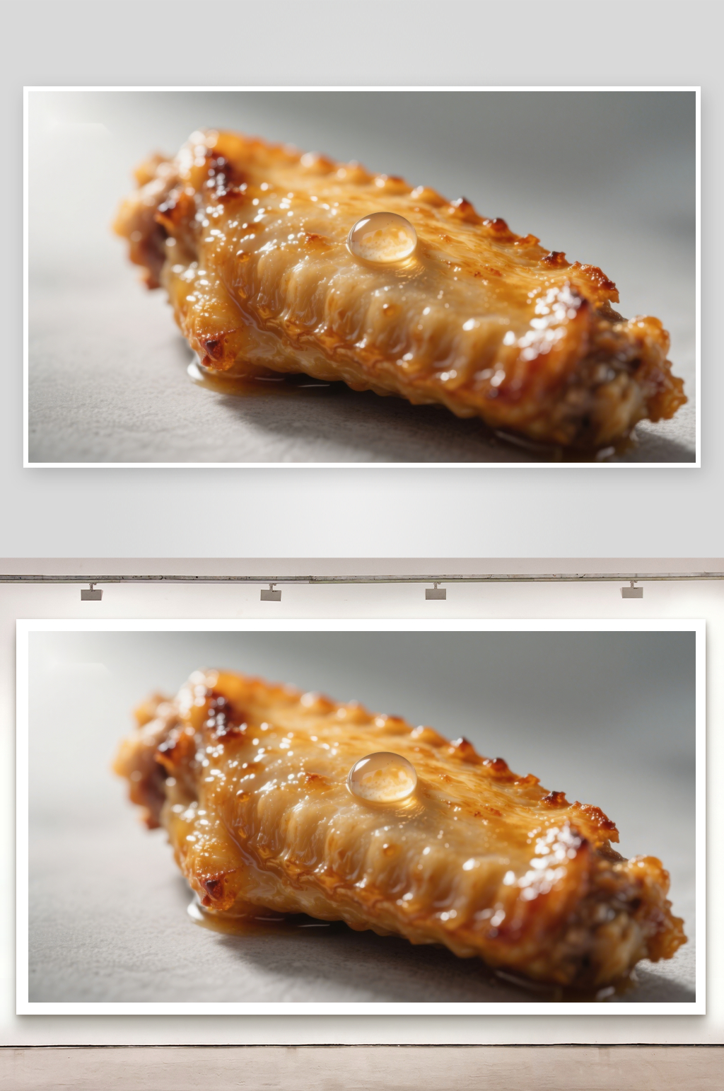 金黄酥脆的烤鸡翅特写素材