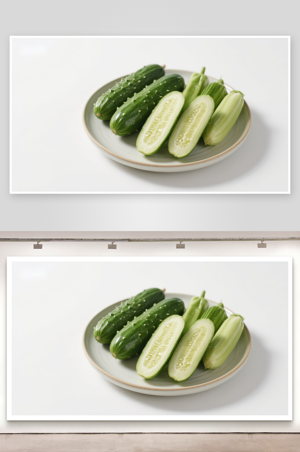 盘中新鲜黄瓜特写素材
