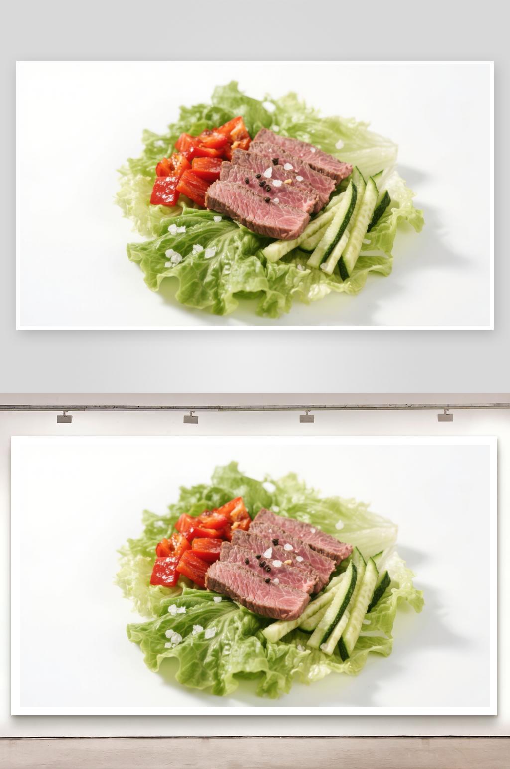 生菜上的烤牛肉沙拉素材