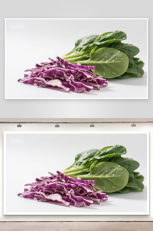 紫甘蓝与菠菜切片