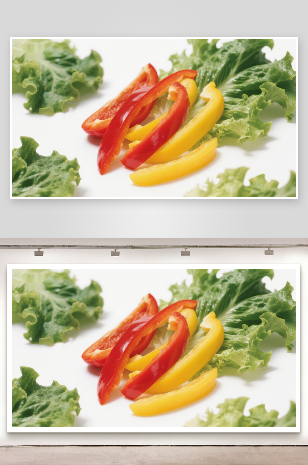 彩椒与生菜切片特写素材