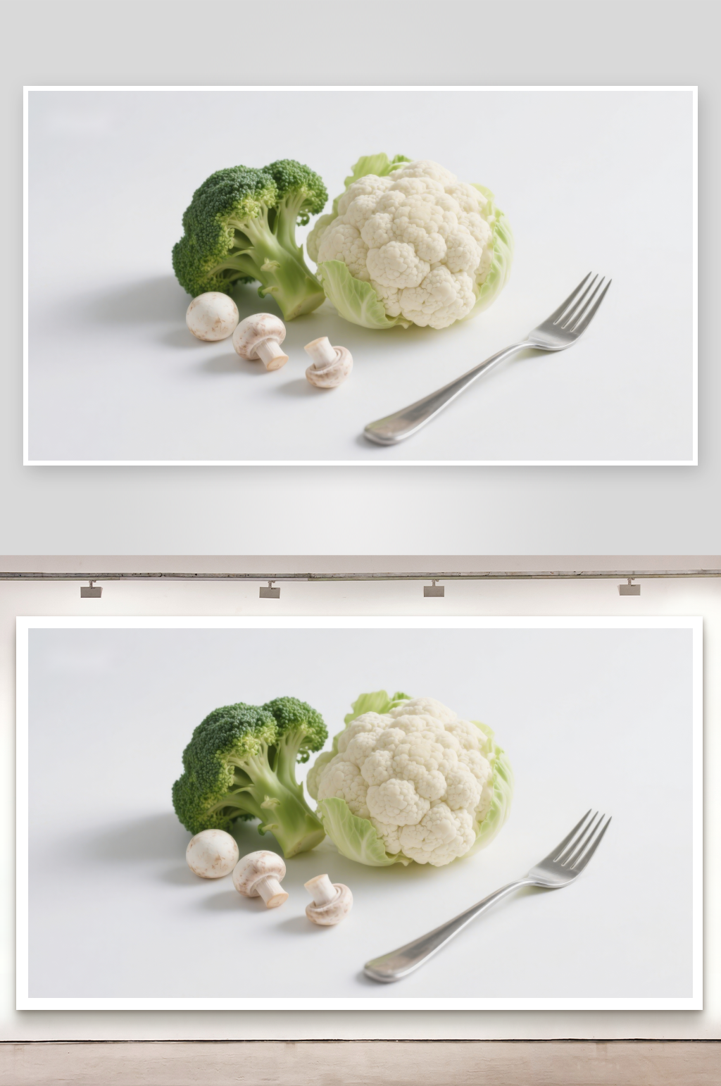 西兰花花椰菜与蘑菇静物素材