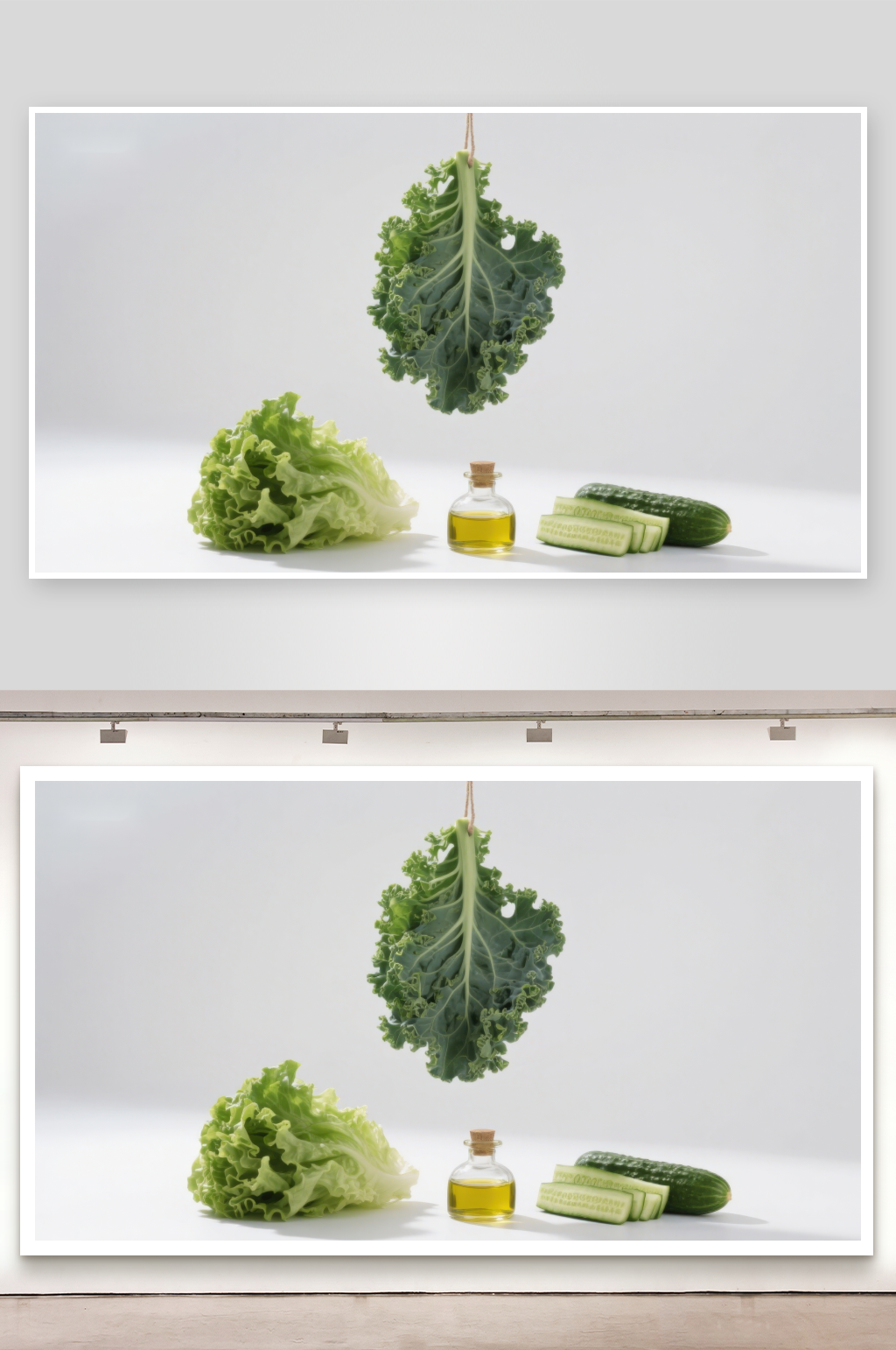 悬挂羽衣甘蓝与蔬菜静物素材