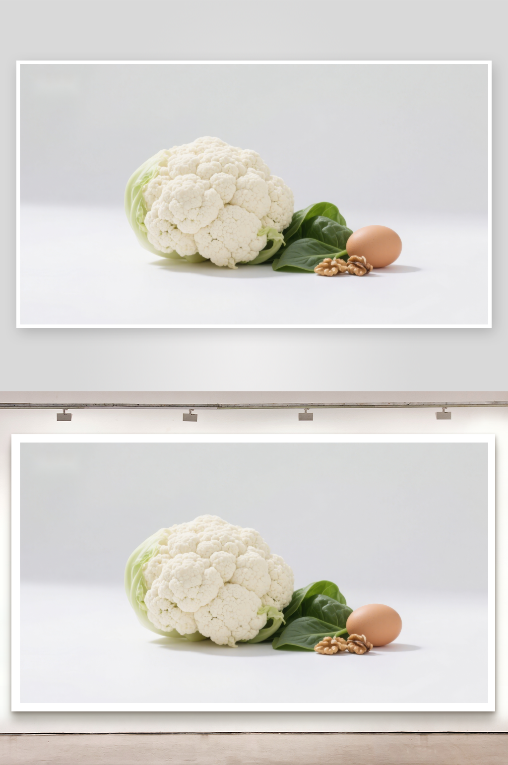 花椰菜与鸡蛋坚果静物素材
