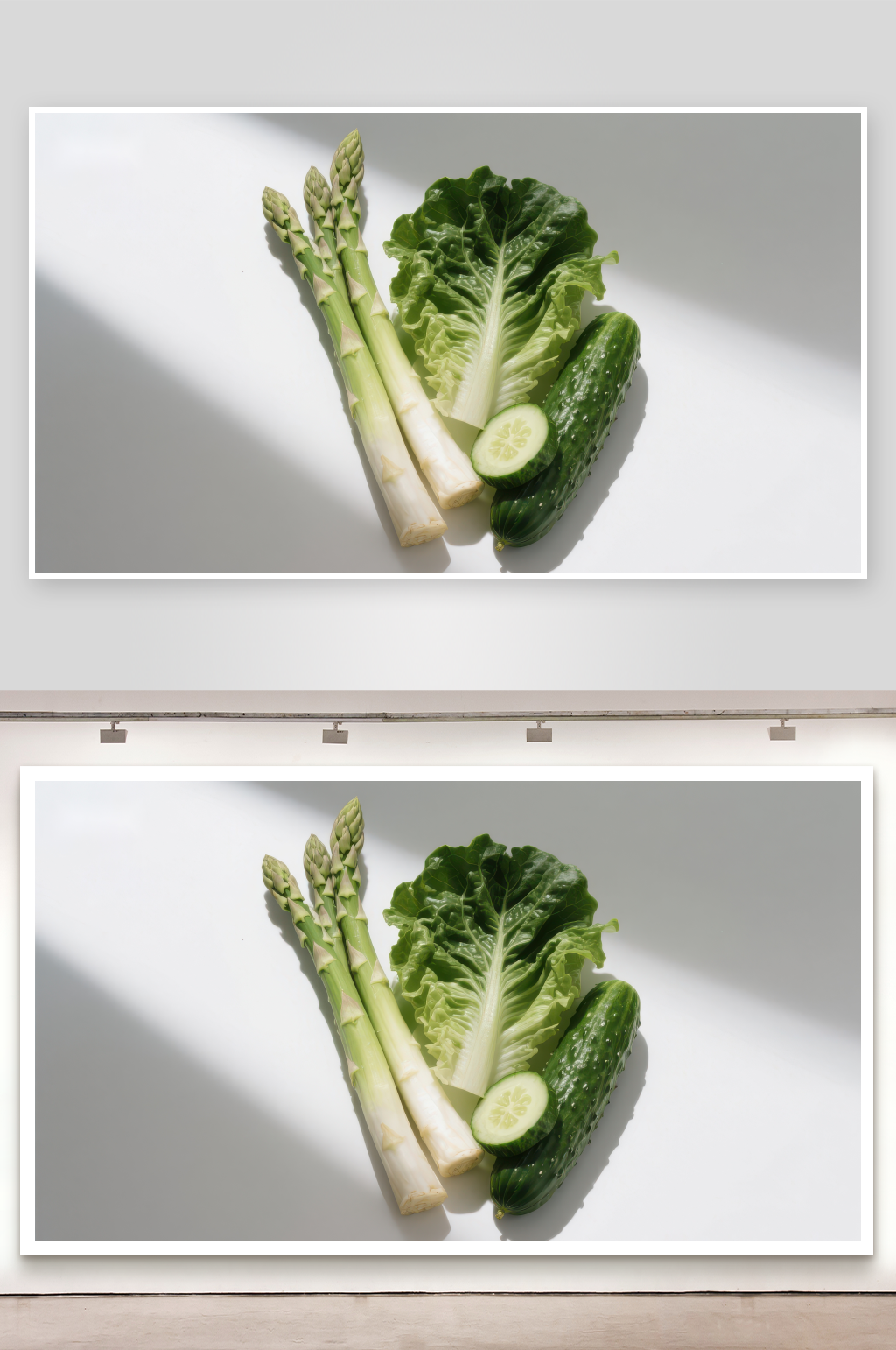 新鲜蔬菜组合芦笋生菜与黄瓜素材