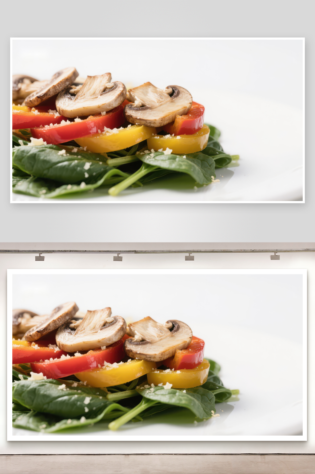 蘑菇彩椒菠菜沙拉素材
