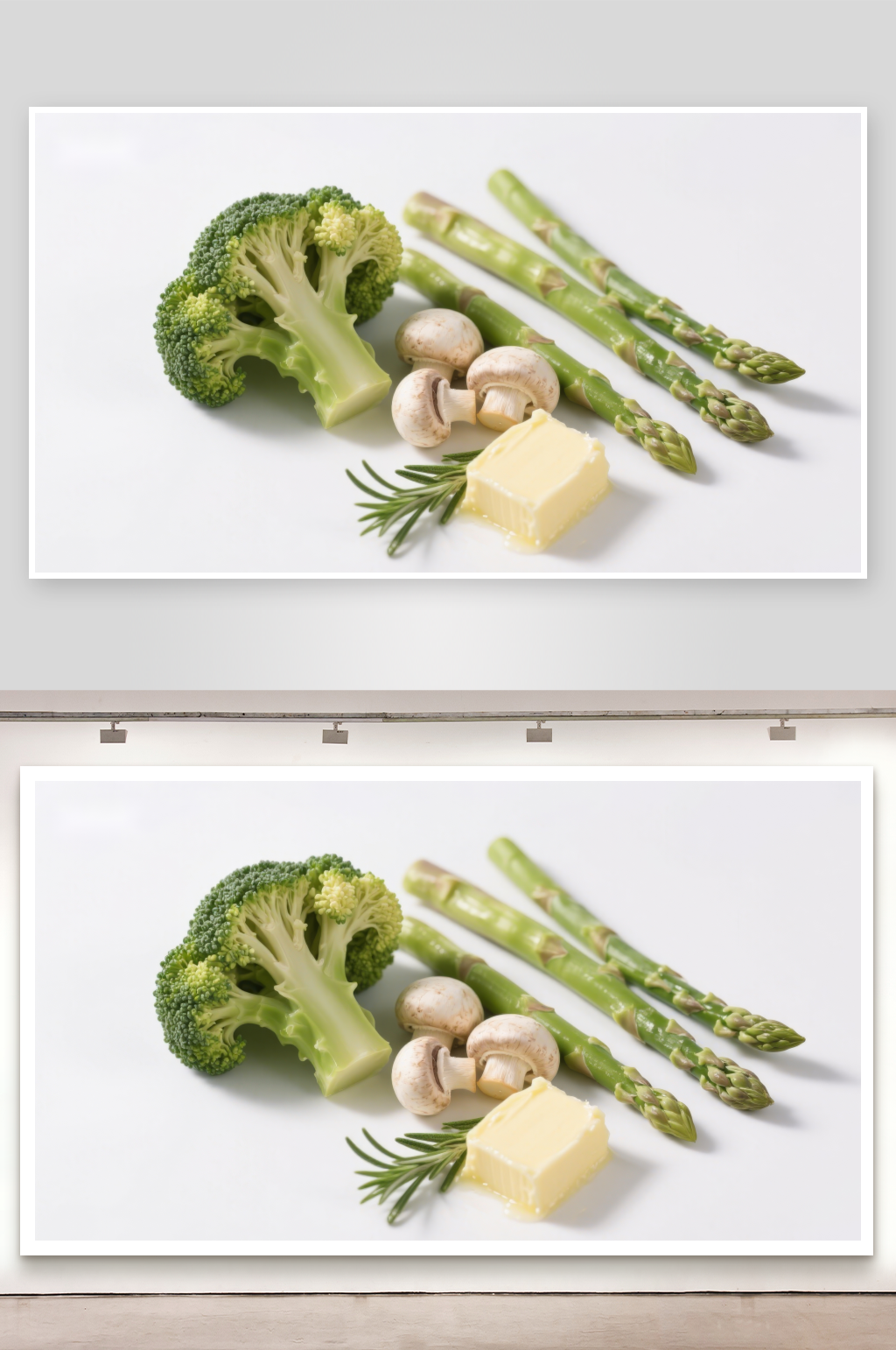 新鲜蔬菜与黄油食材组合素材