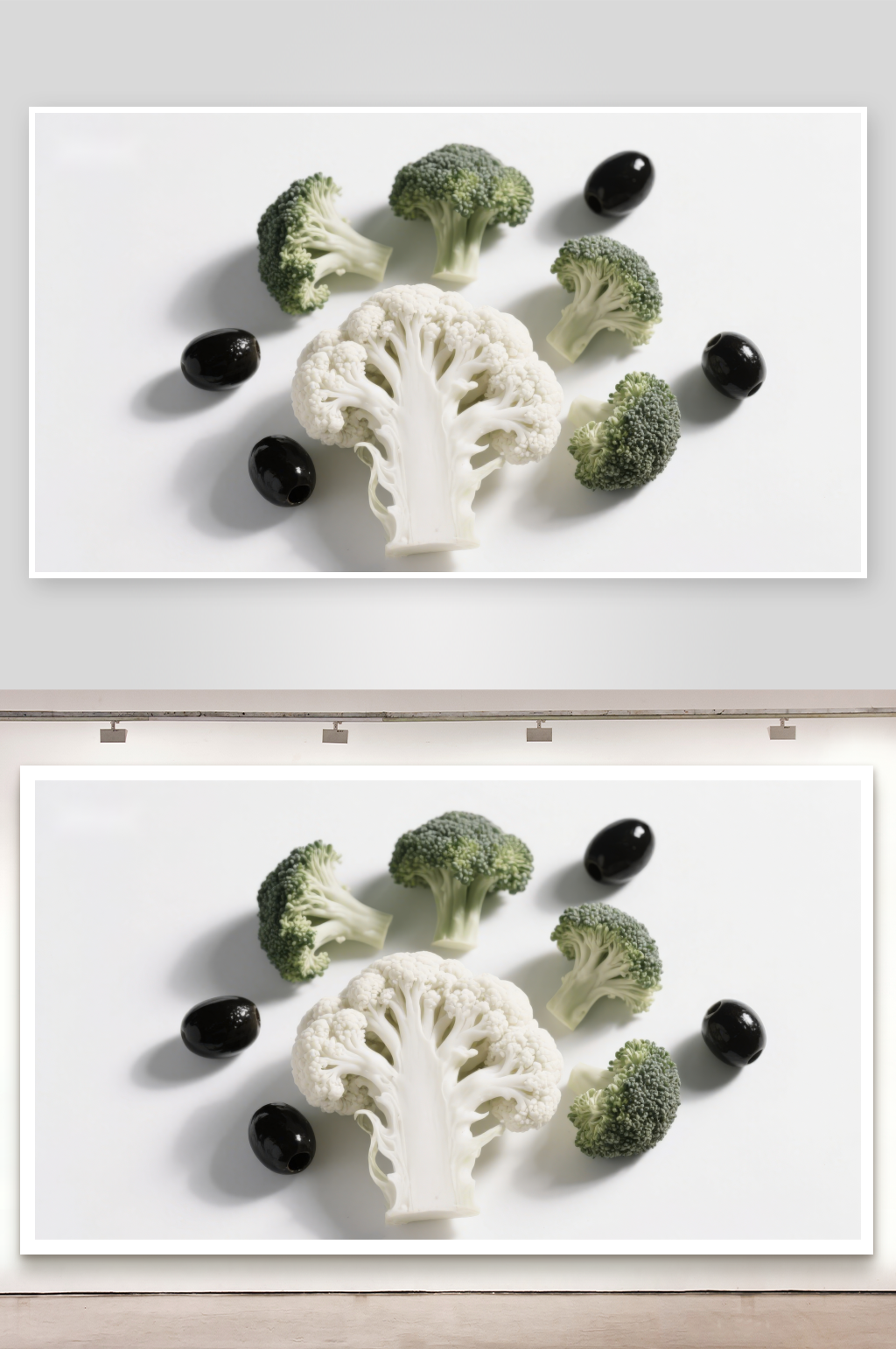 花椰菜与西兰花及黑橄榄素材