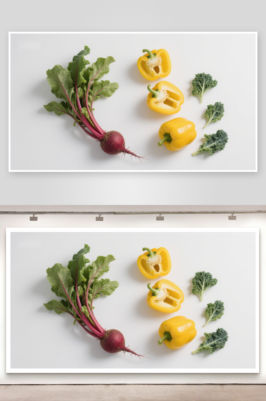 新鲜蔬菜组合甜椒菠菜与甘蓝素材