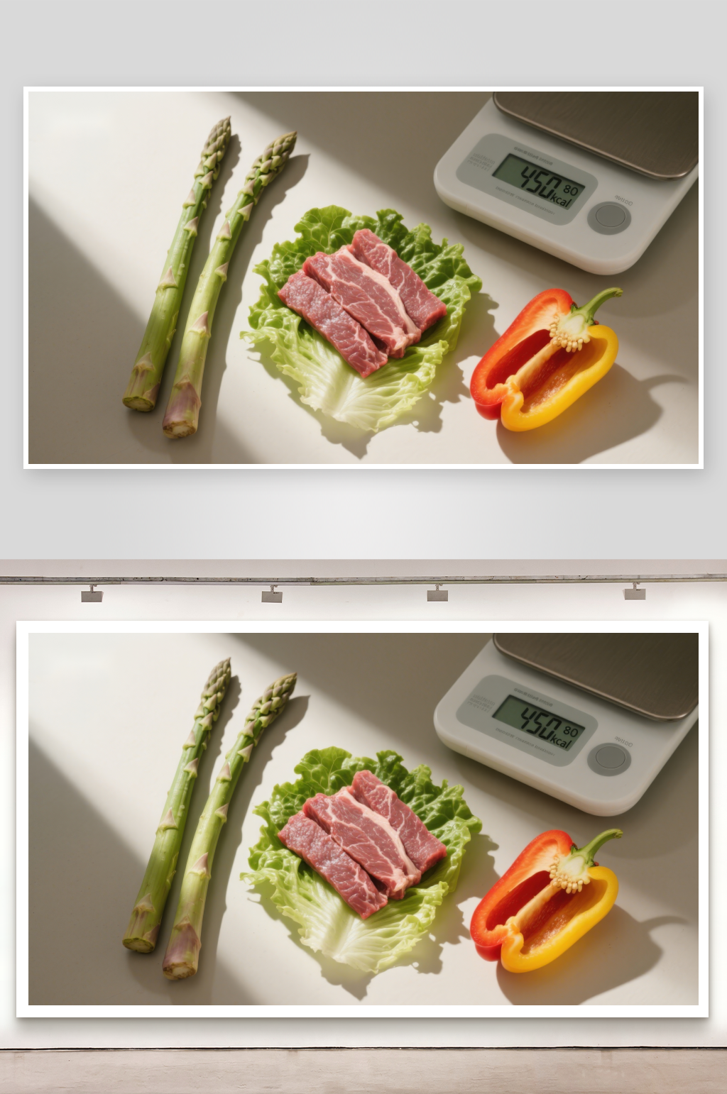 食材与电子秤静物摆拍素材