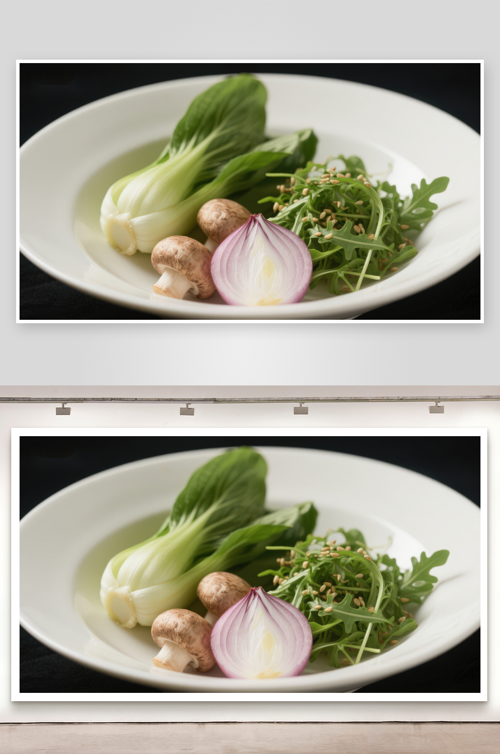 新鲜蔬菜与菌菇摆盘素材