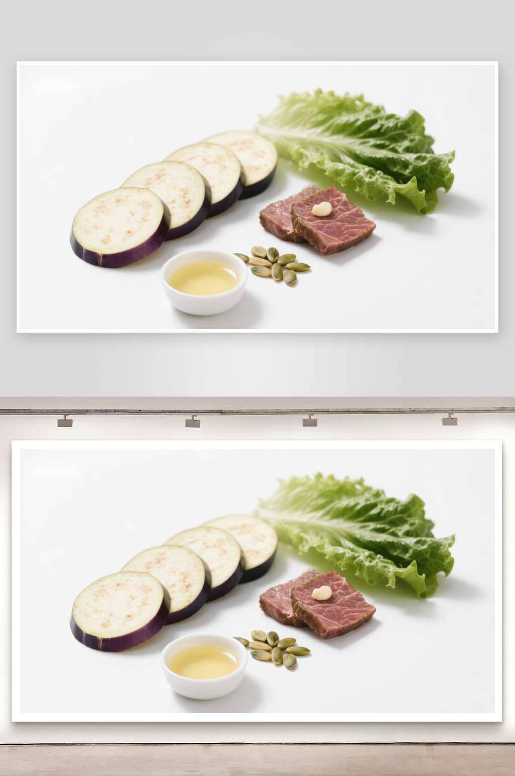 食材摆盘茄子牛肉与蔬菜素材