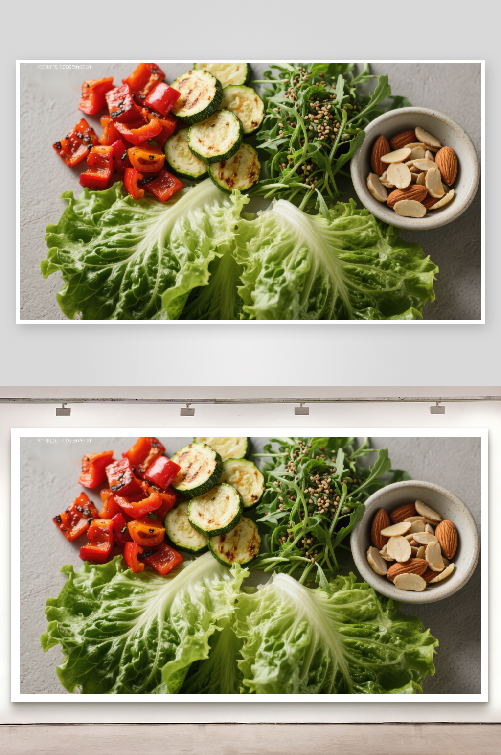 新鲜蔬菜与坚果沙拉食材素材