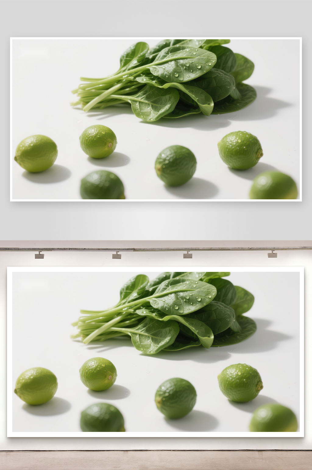 新鲜青柠与绿叶蔬菜素材