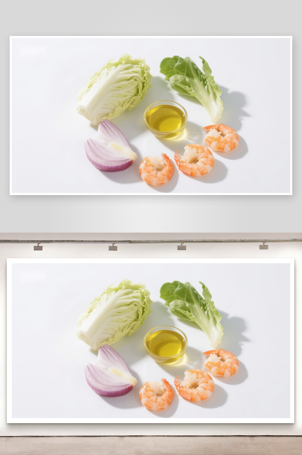 虾仁与蔬菜食材组合素材