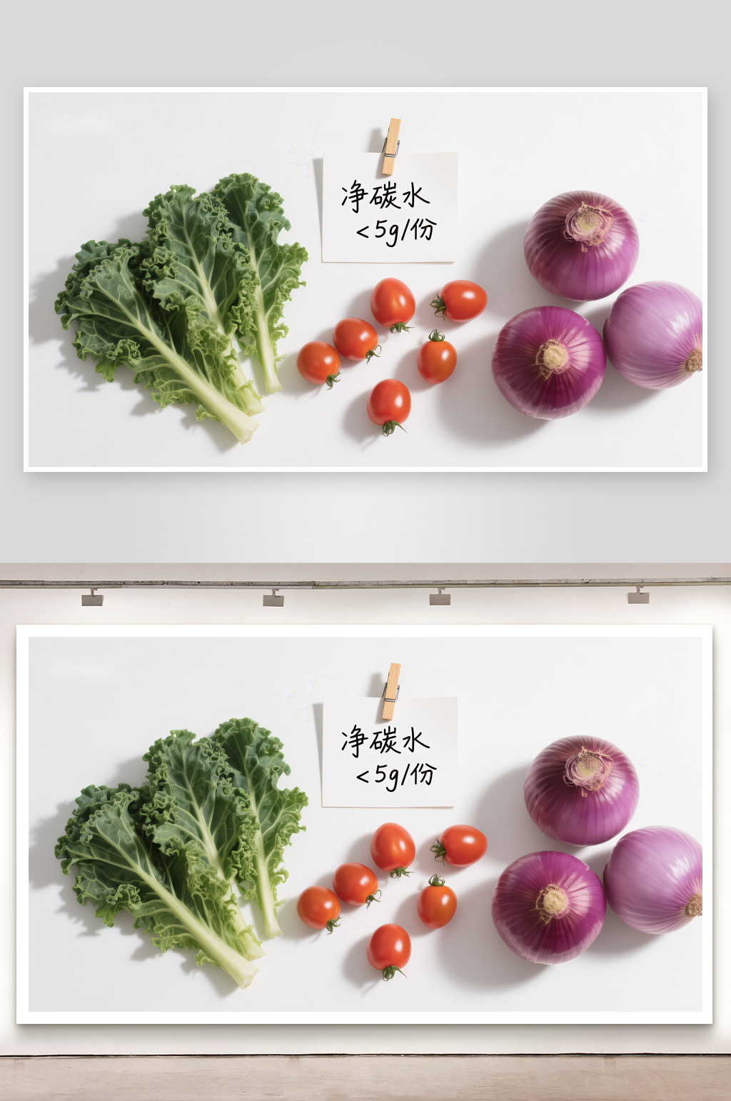 低碳水蔬菜组合羽衣甘蓝樱桃番茄与洋葱素材