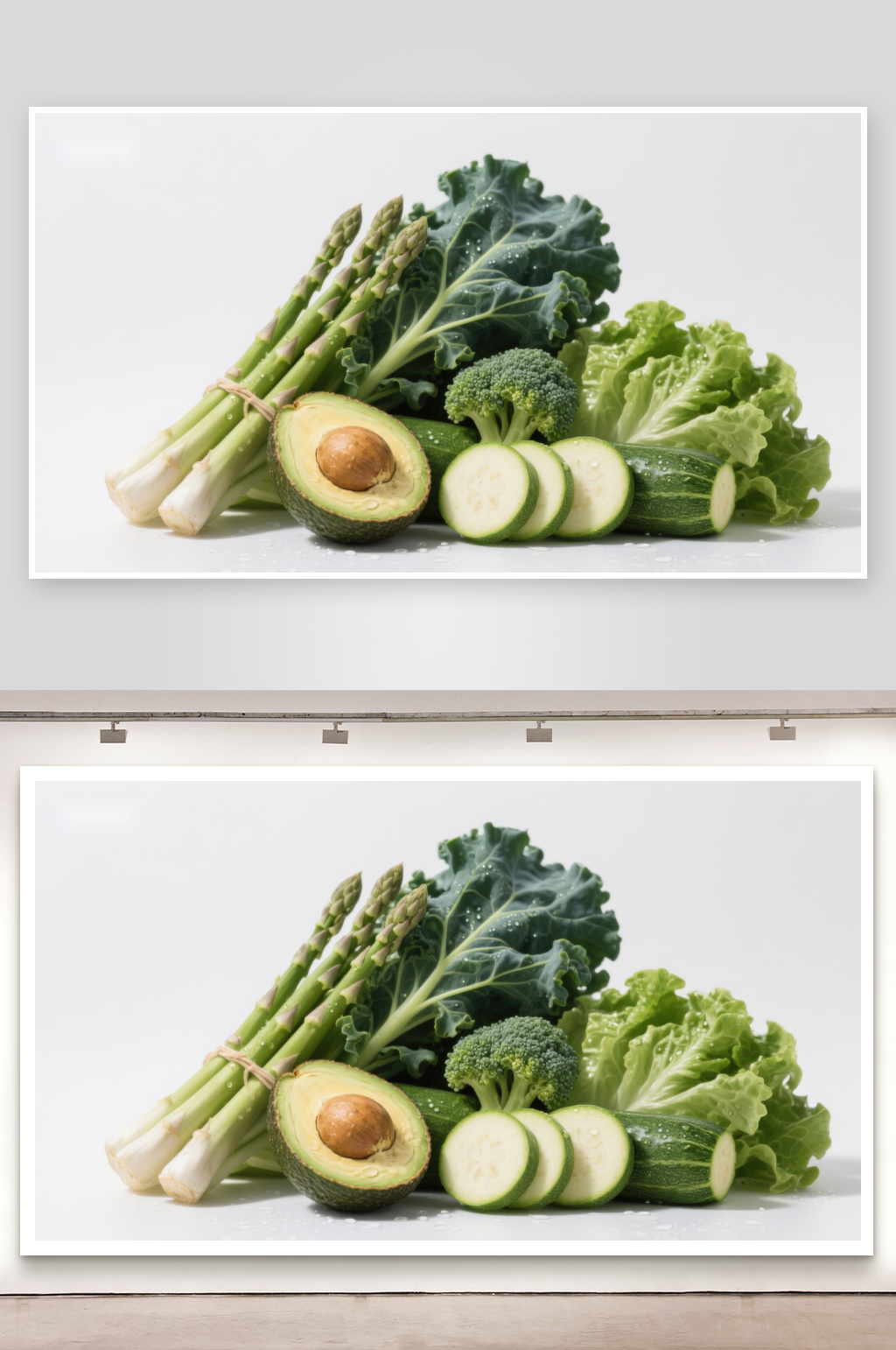 新鲜绿色蔬菜与牛油果组合素材