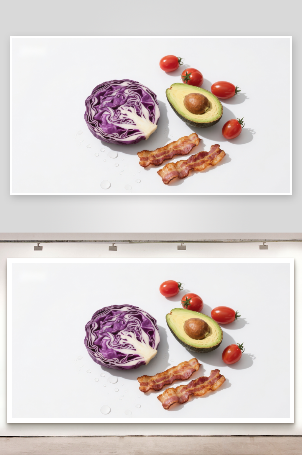 紫甘蓝牛油果与培根食材组合素材