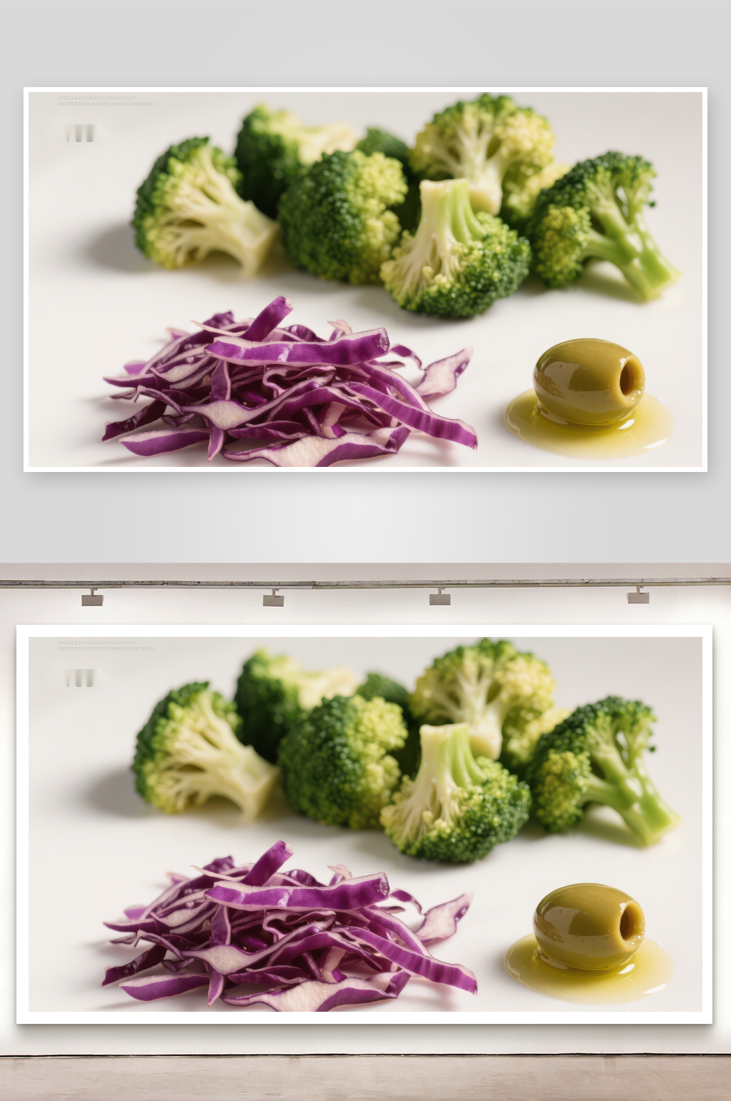 西兰花紫甘蓝与橄榄油的健康食材组合素材