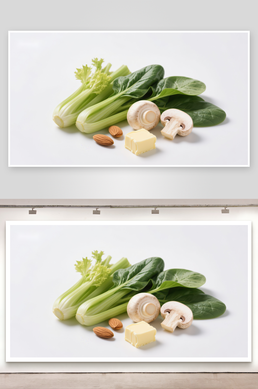 新鲜蔬菜与蘑菇坚果和黄油素材