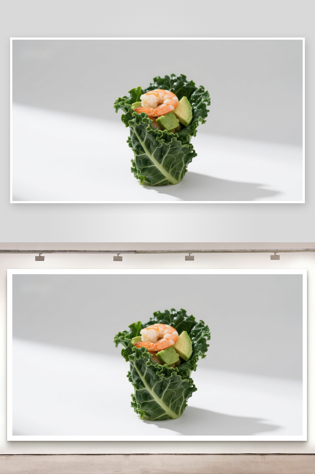 羽衣甘蓝包裹虾仁与鳄梨素材